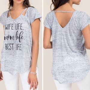 🔹️🔺️Alya Heathered Gray "Mom Life" Shirt